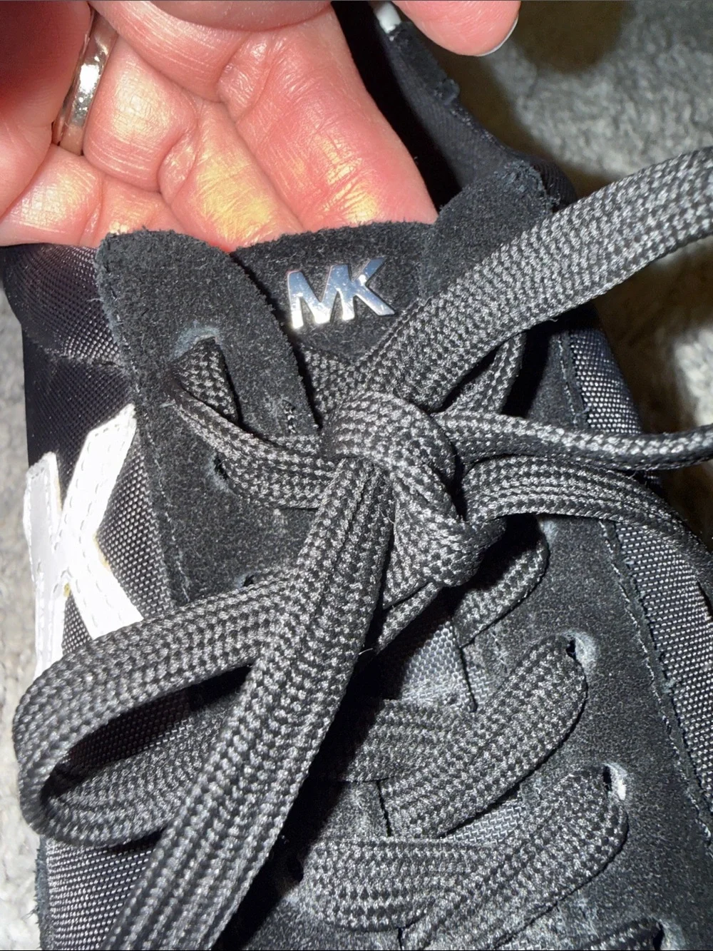 Michael Kors Black & White MK Logo Lace-Up Sneakers athletic casual minimalist